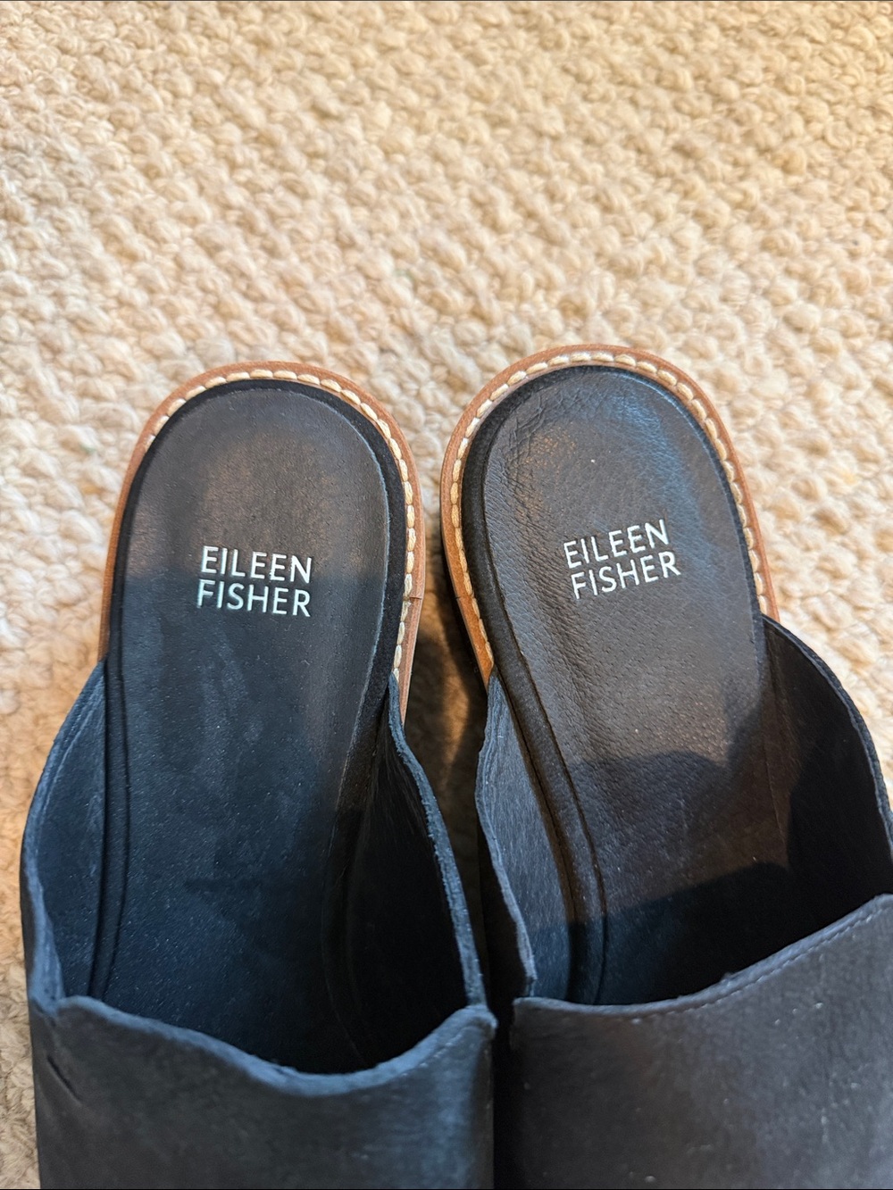 Eileen Fisher Black Slip-On Loti Mule Clogs - Picture 2 of 9